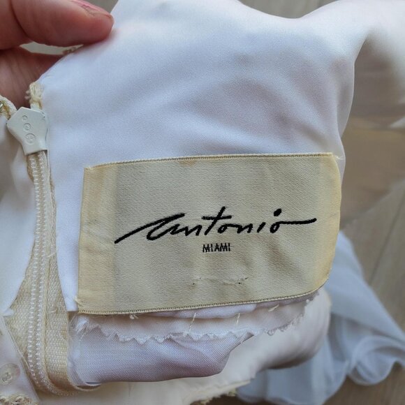 Antonio Miami Vintage 90s Beaded White Sleeveless A Line Midi Dress - Picture 4 of 8